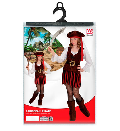 Caribbean Pirate Girl  Dress, Belt, Boot Covers, Headband, Hat 