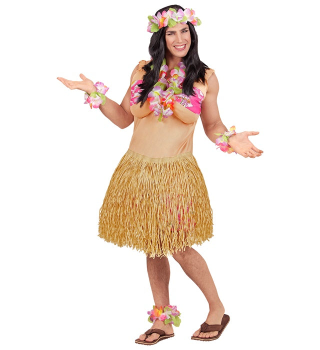 Hawaiian Beauty  Fat Woman Overalls With Bikini & Hula Skirt 