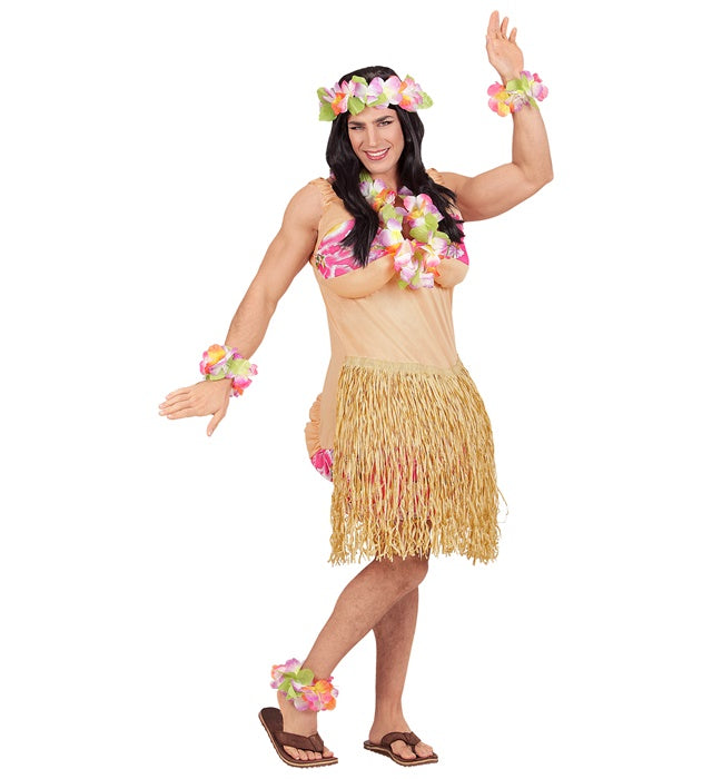 Hawaiian Beauty  Fat Woman Overalls With Bikini & Hula Skirt 