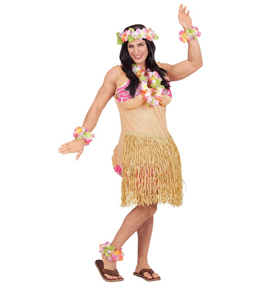 Hawaiian Beauty  Fat Woman Overalls With Bikini & Hula Skirt 