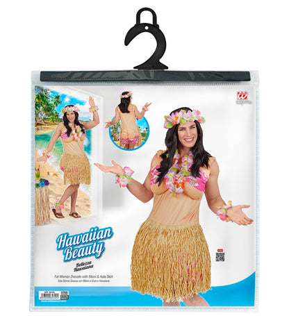 Hawaiian Beauty  Fat Woman Overalls With Bikini & Hula Skirt 