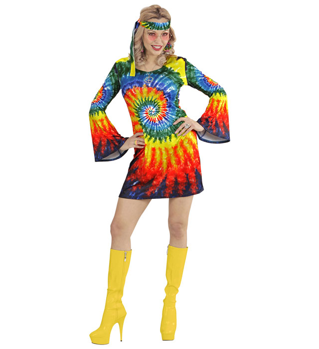 Psychedelic Hippie  Dress, Headband 