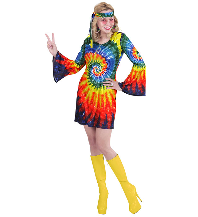 Psychedelic Hippie  Dress, Headband 