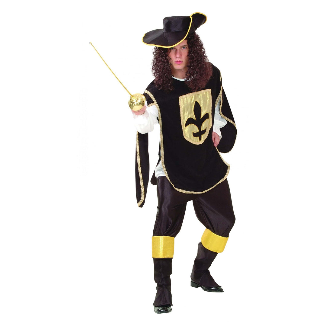 Mens Musketeer Man Black Adult Costume Male Halloween 1
