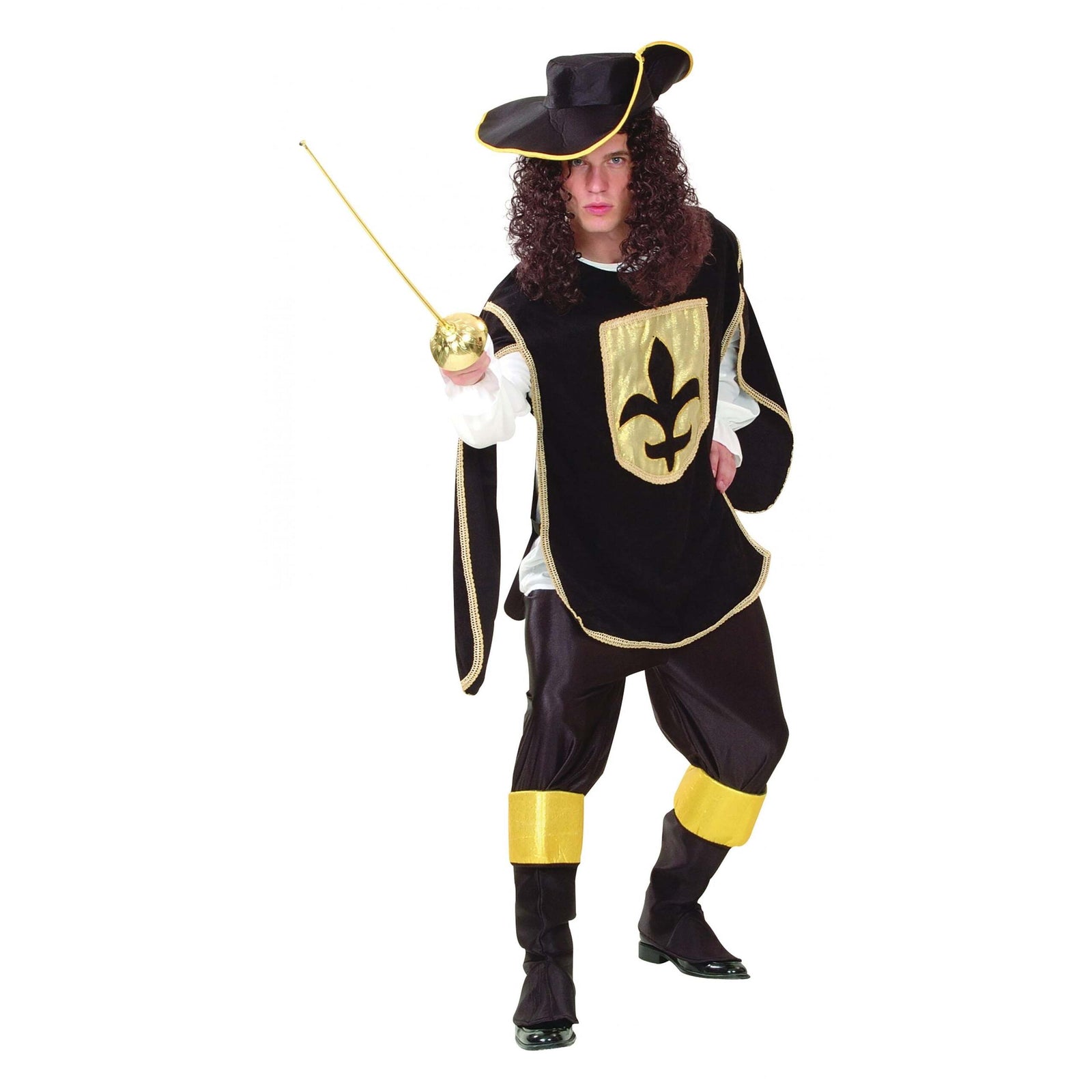 Mens Musketeer Man Black Adult Costume Male Halloween 1