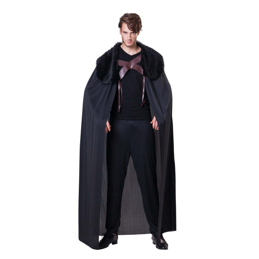 Cape Mens Hooded Black With Collar Adult Costume Male 1