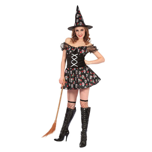 Witch Skull Design Adult Costume Female Uk Size 10 14 1