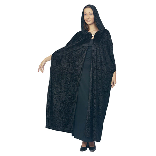 Womens Gothic Hooded Velvet Cloak Black Adult Costume Female Halloween 1