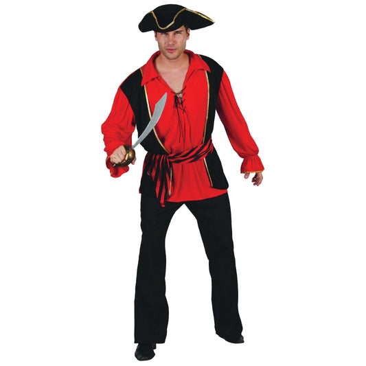 Mens Pirate Captain Waistcoat & Shirt Hat Adult Costume Male Halloween 1