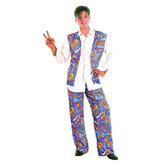 Mens Flower Power Hippy Man Adult Costume Male Halloween 1