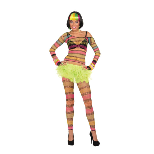 Womens Fishnet Top Rainbow Adult Costume Female Halloween 1