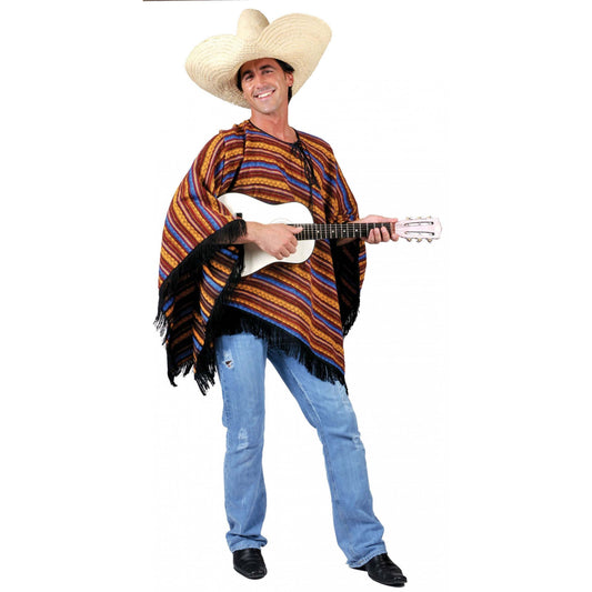 Mens Mexican Poncho Stripey Ff 54 Adult Costume Male Halloween 1