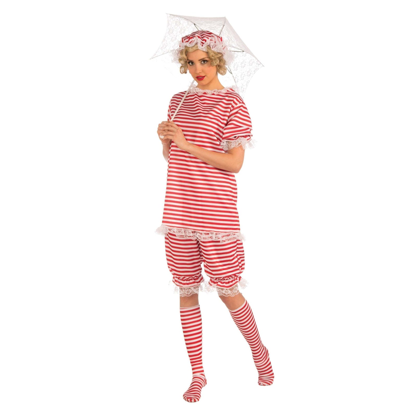 Beachside Bettie Costume Womens Striped Swimsuit 1