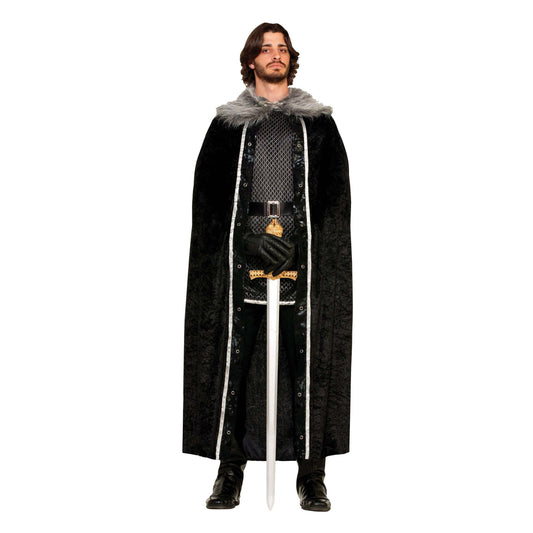Mens Faux Fur Trimmed Cape Black Male Adult Costume Halloween 1