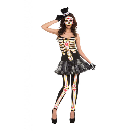 Womens Day Of The Dead Tutu Dress Adult Costume Female Halloween 1