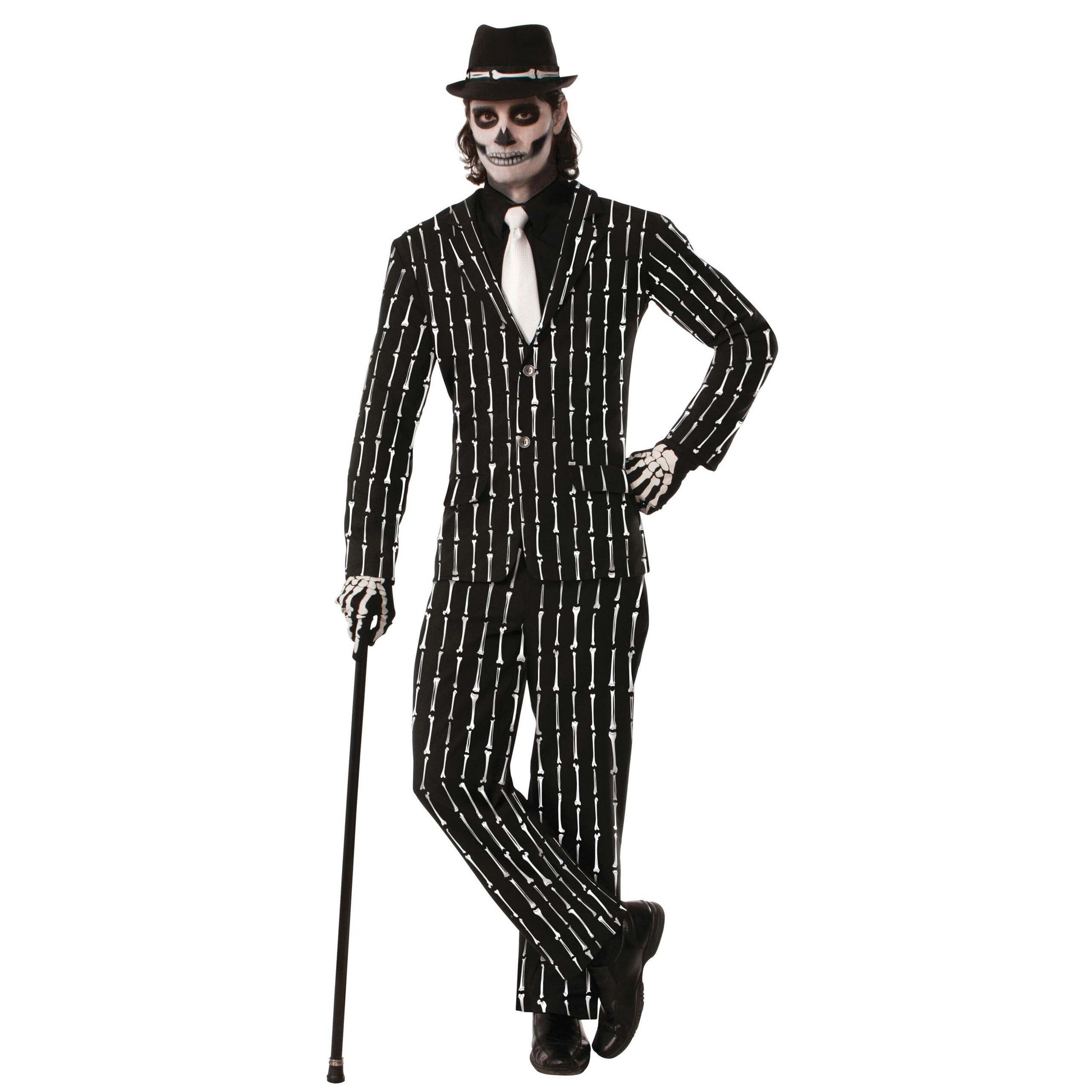 Mens Bone Pin Stripe Suit Adult Costume Male Halloween 1