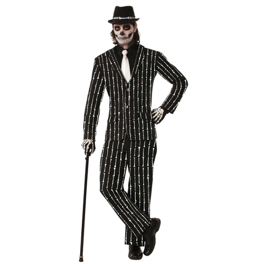 Mens Bone Pin Stripe Suit Adult Costume Male Halloween 1