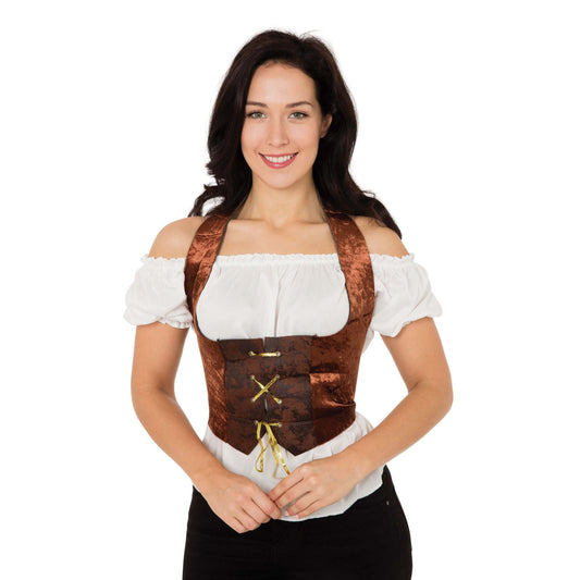 Womens Velvet Corset Brown Adult Costume Female Halloween 1