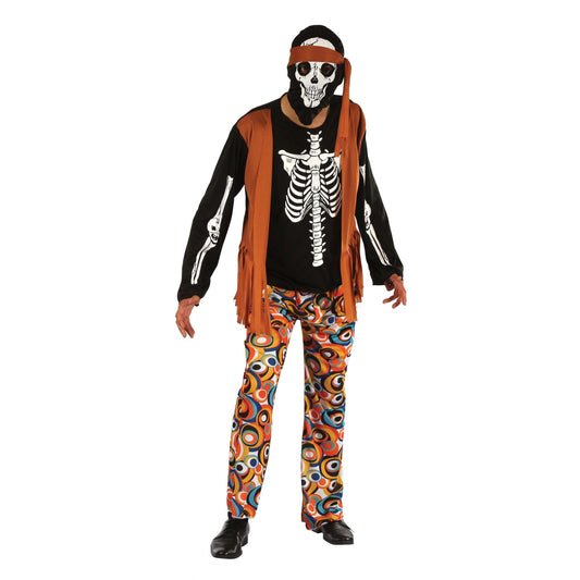 Mens Skeleton Hippy Adult Costume Male Halloween 1