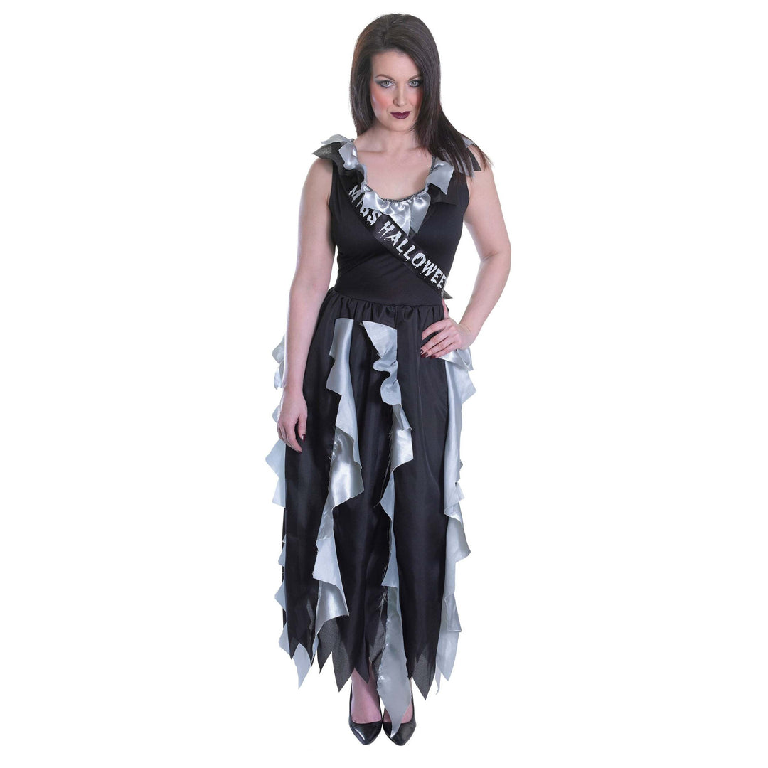 Zombie Prom Queen Costume Adult Black Dress 1