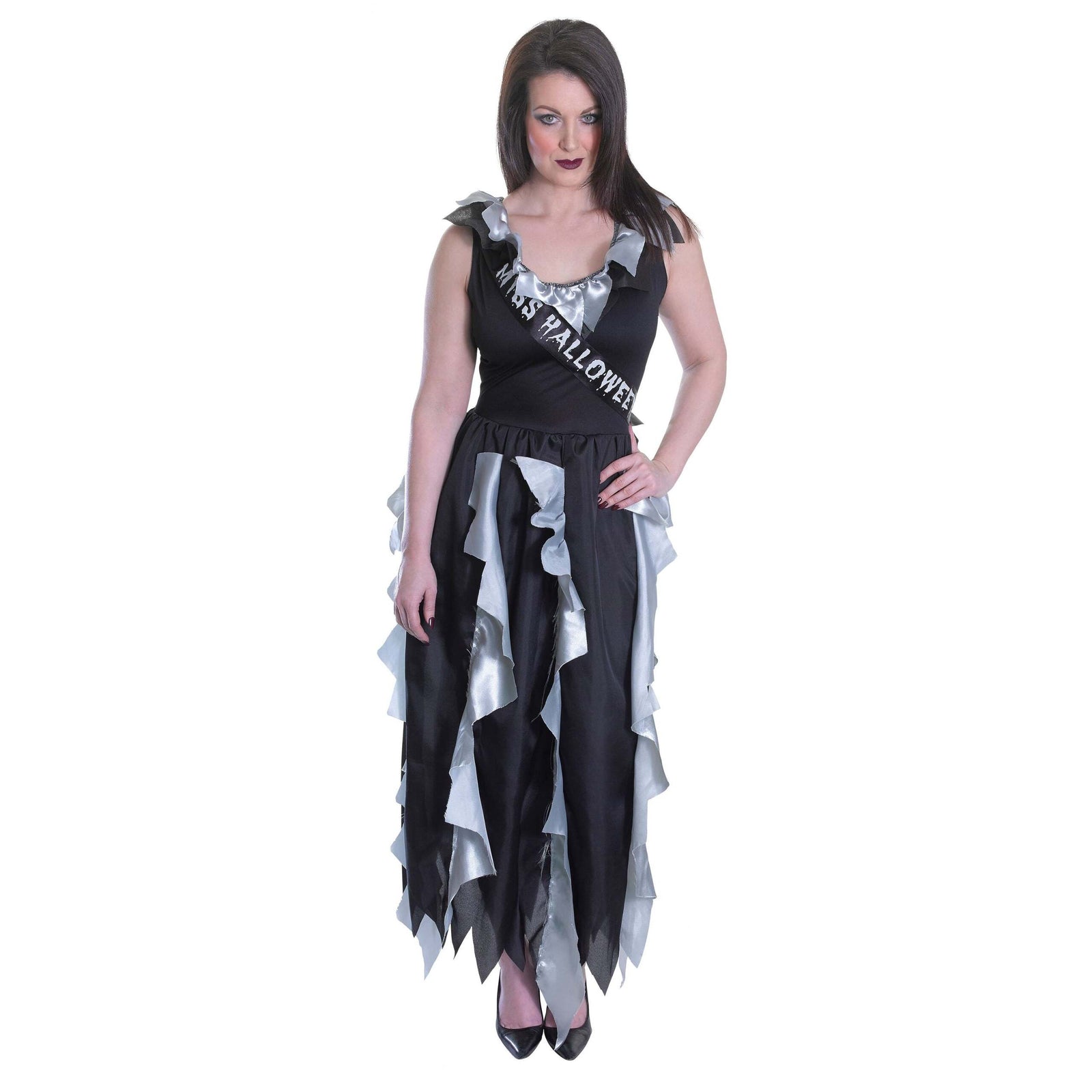 Zombie Prom Queen Costume Adult Black Dress 1