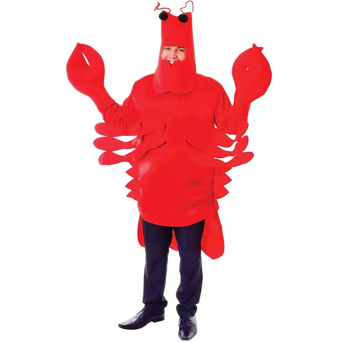 Lobster Costume with Claws Adult Red Funny Jumpsuit 1