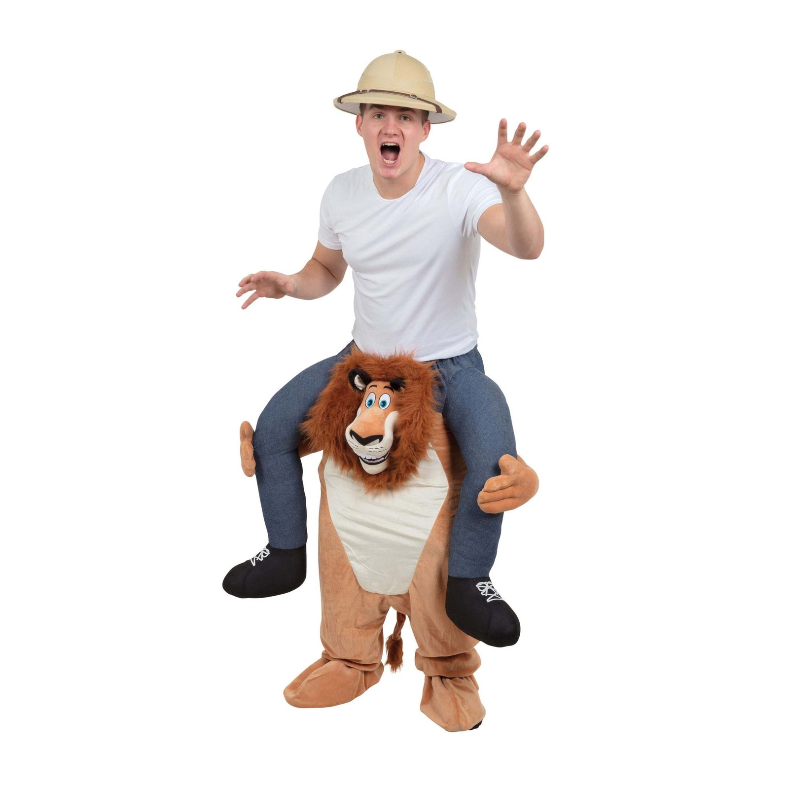 Lion Piggy Back Costume Adult Fits Up Waist Size 38" 40" 1