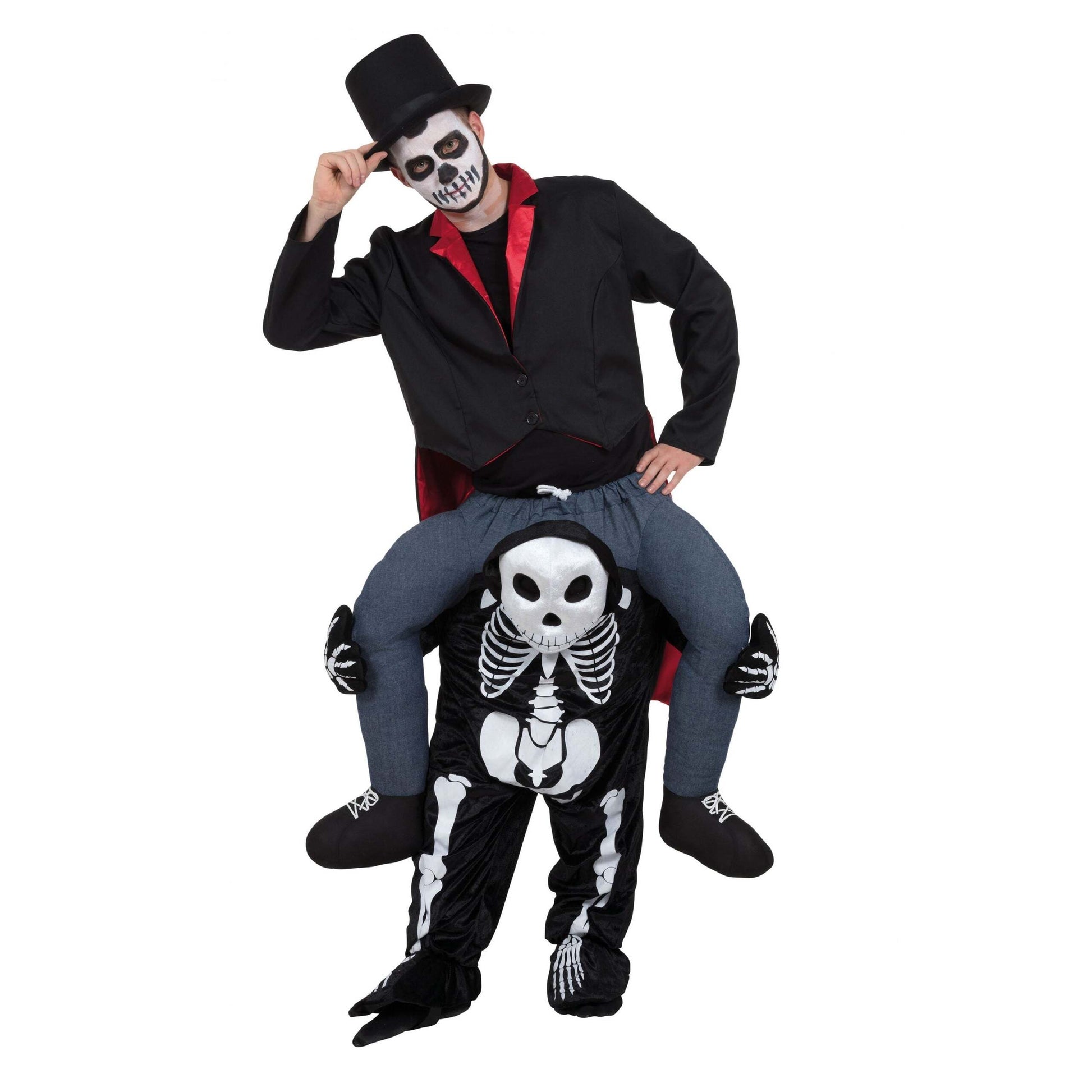Skeleton Piggy Back Costume Adult Fits Up Waist Size 38" 40" 1