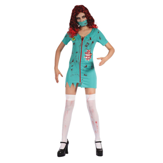 Zombie Surgeon Lady Dress & Mask Adult Costume Female 1