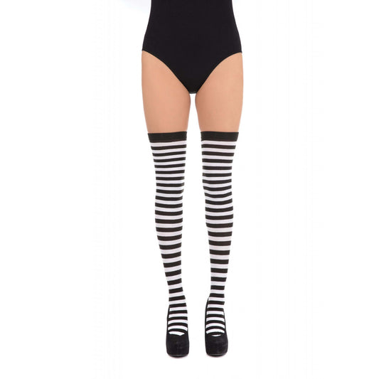 Womens Striped Stockings Black White Costume Accessories Female Halloween 1