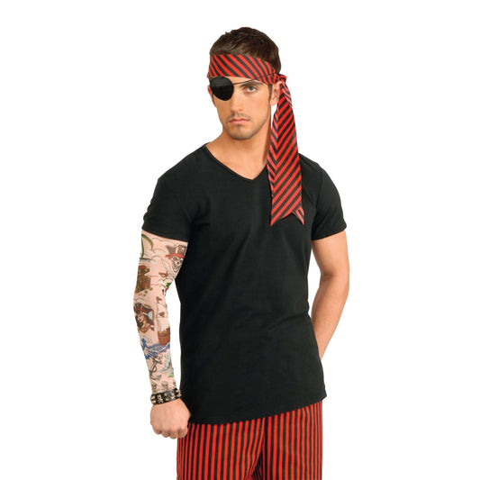 Mens Pirate Tattoo Sleeve Costume Accessories Male Halloween 1