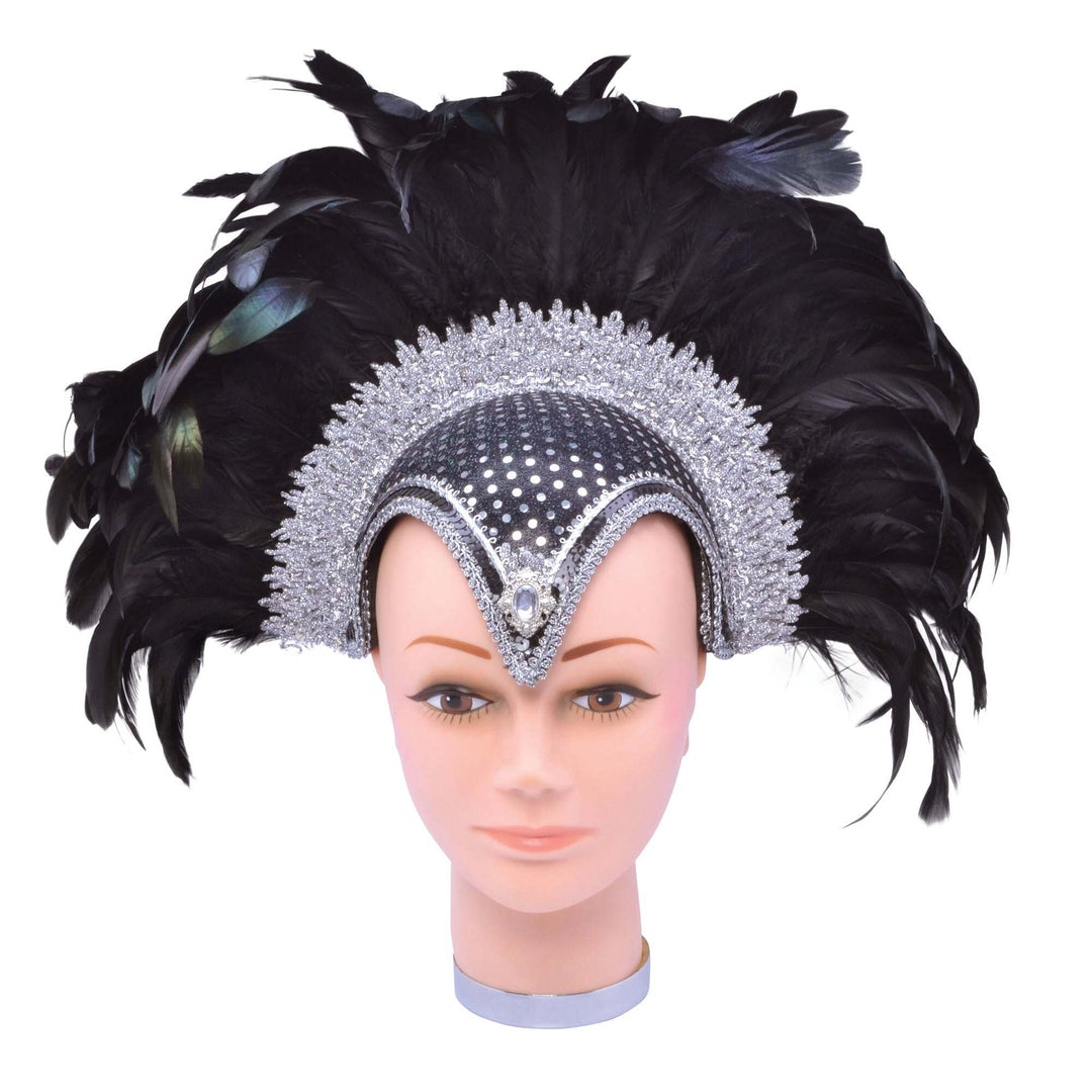 Black Feather Helmet with Silver Jewel and Plume 1