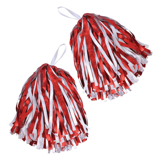Pom Poms Red White Cheerleader Costume Accessory 1