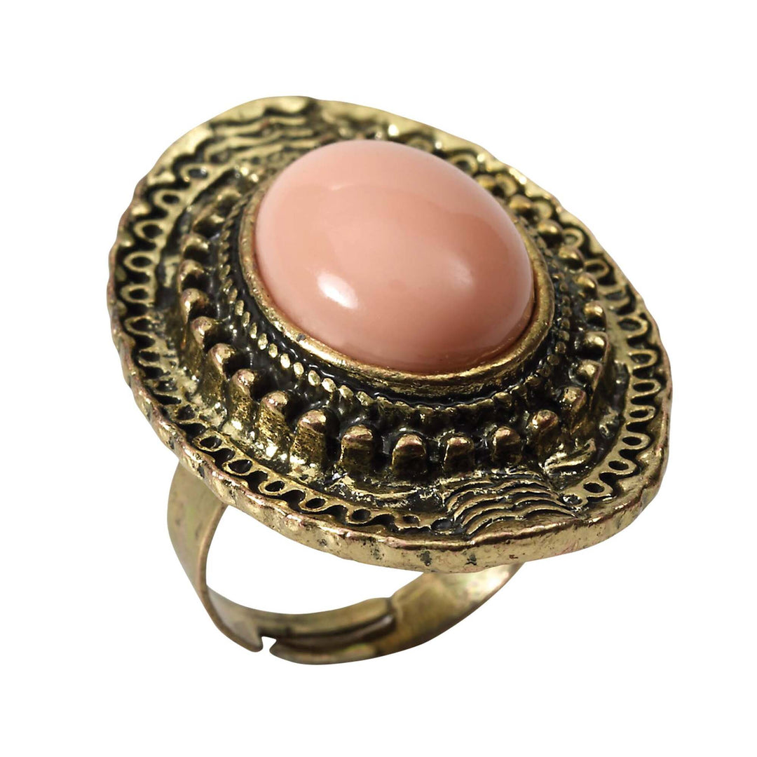 Stone Ring Pink Medieval Costume Accessory 1