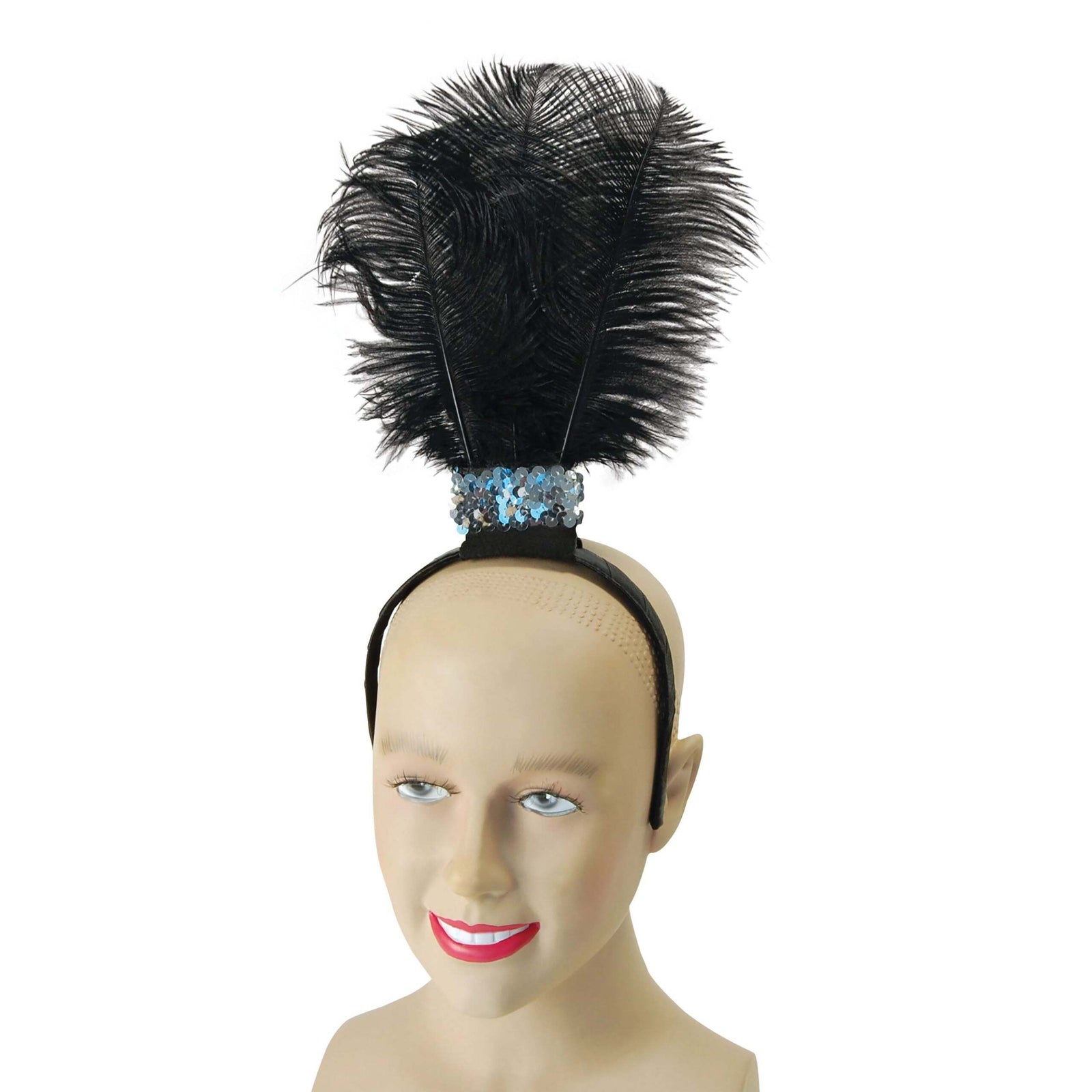 Womens Black Flapper Headband 3 Feathers Costume Accessories Female Halloween 1