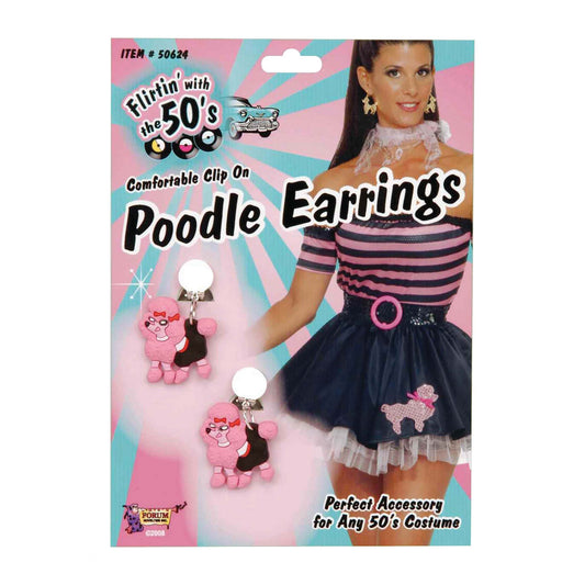 Womens Pink Poodle Earrings Costume Accessories Female Halloween 1
