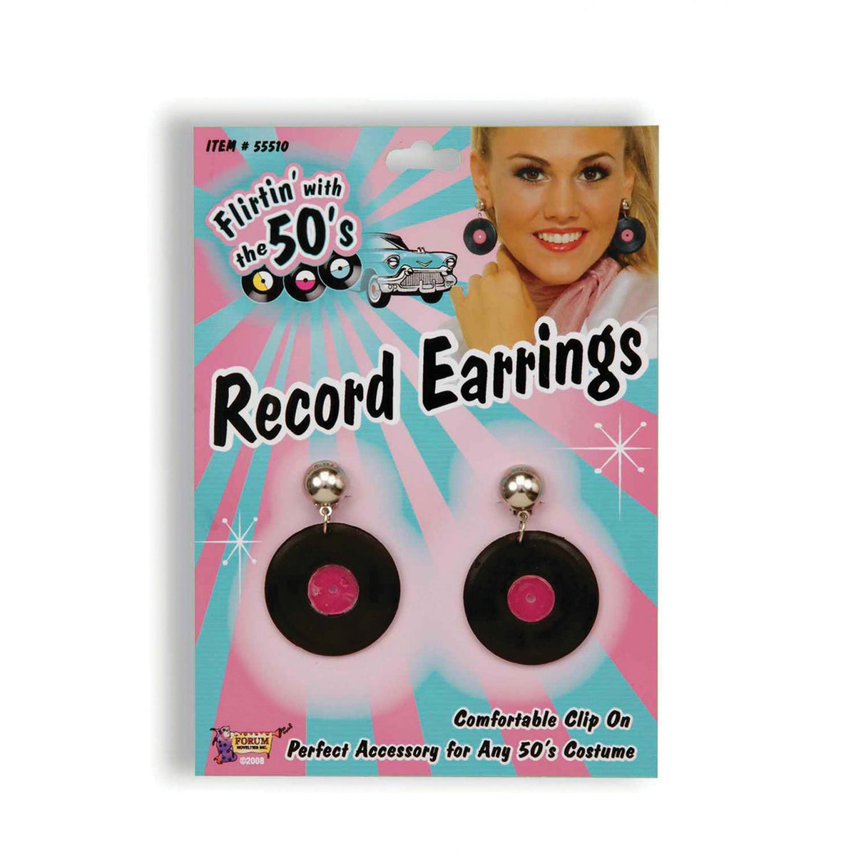 Womens Record Earrings Black Costume Accessories Female Halloween 1