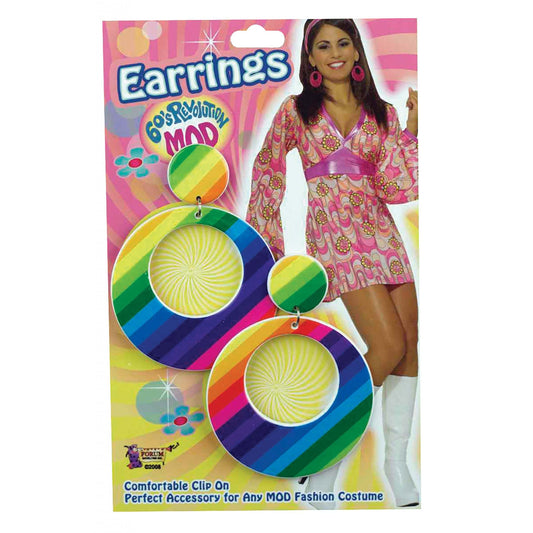 Womens Mod Earrings Rainbow Costume Accessories Female Halloween 1