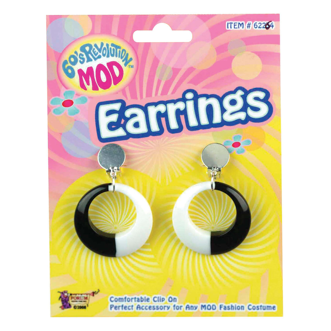 Womens Mod Earrings Black White Costume Accessories Female Halloween 1