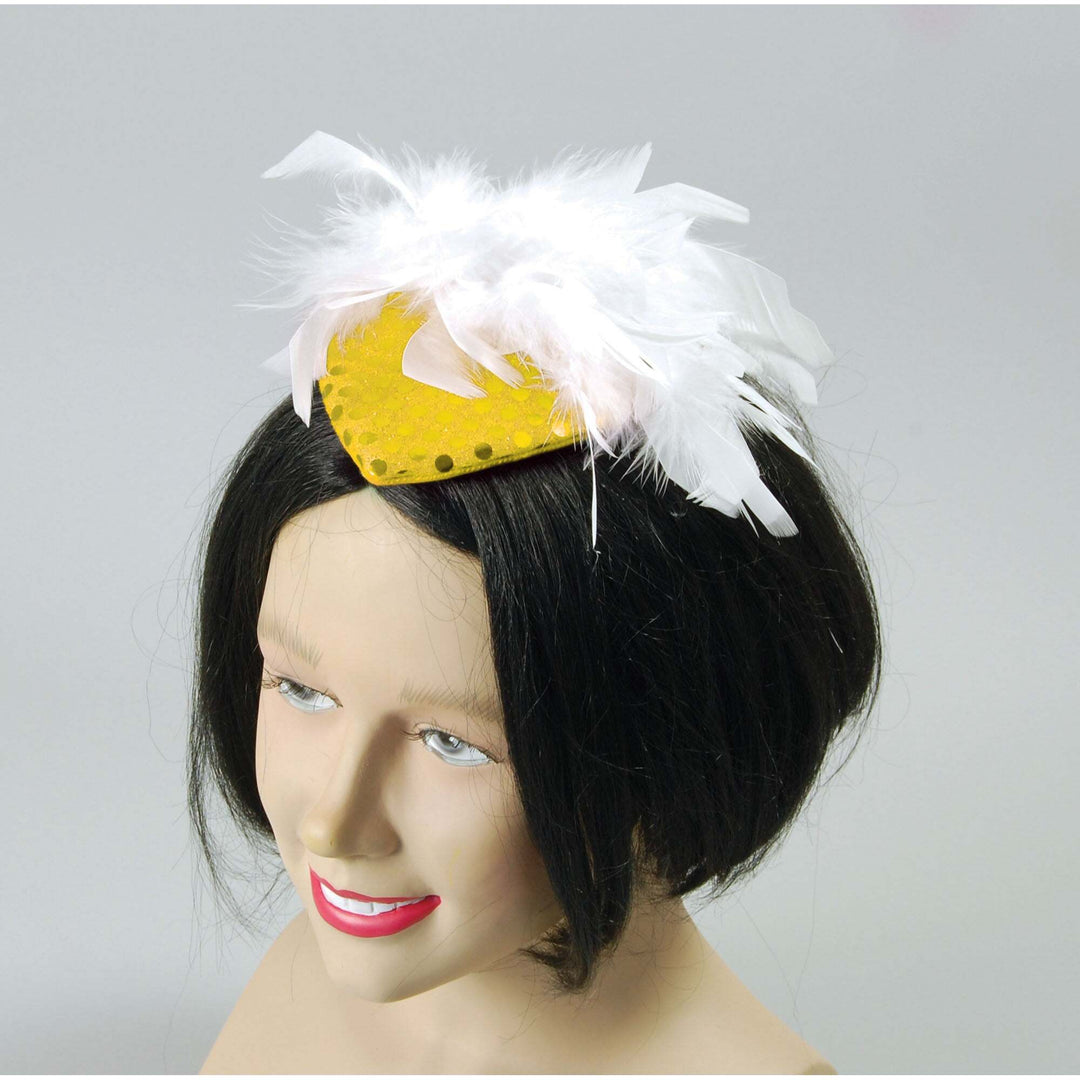 Gold Sequin Hat with Feather Gangster Moll Costume Accessory 1