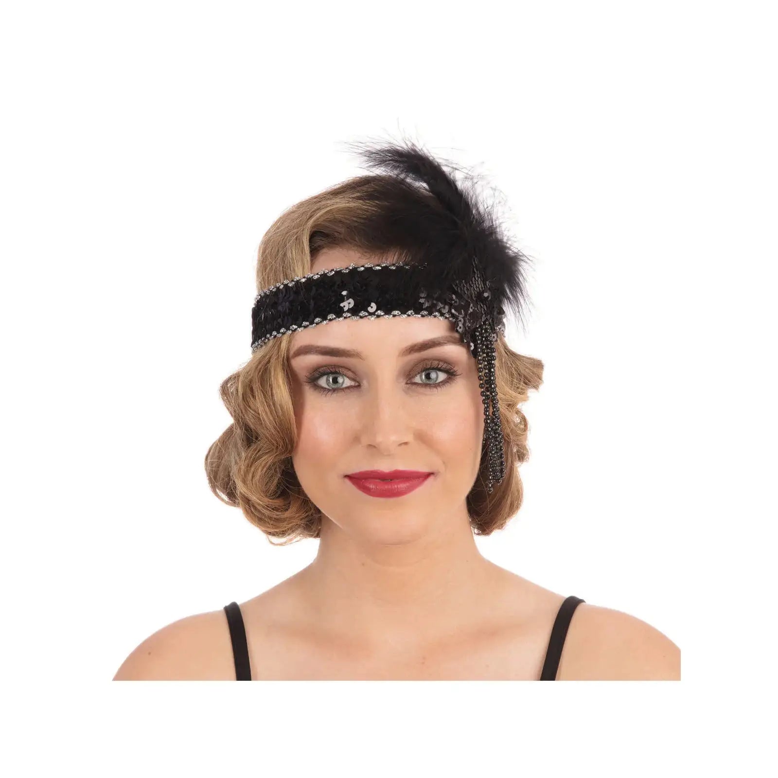Flapper Headband Black Sequin 1920s Costume Accessory 1