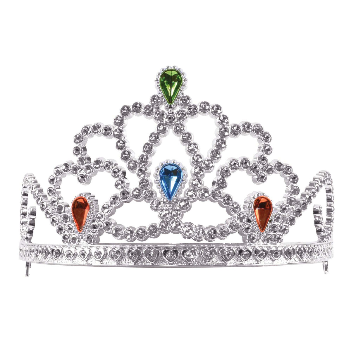 Silver Tiara & Painted Stones Costume Accessory 1