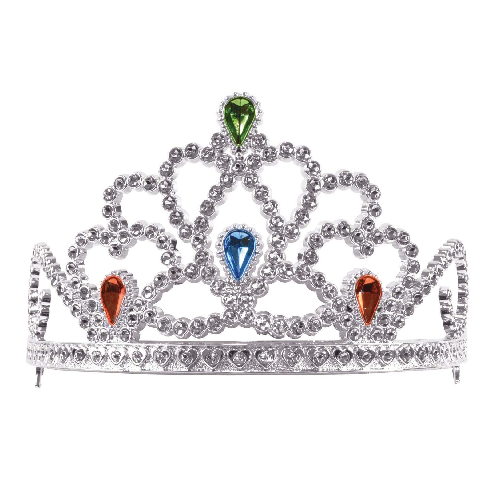 Silver Tiara & Painted Stones Costume Accessory 1