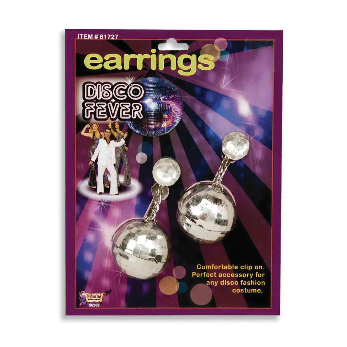 Disco Ball Earrings Clip On Costume Accessory 1