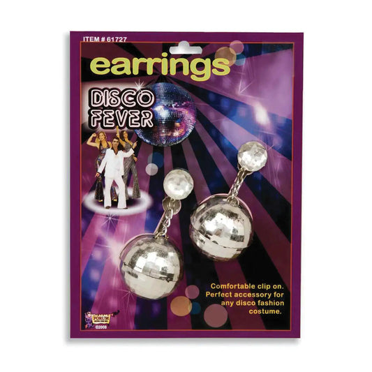 Disco Ball Earrings Clip On Costume Accessory 1