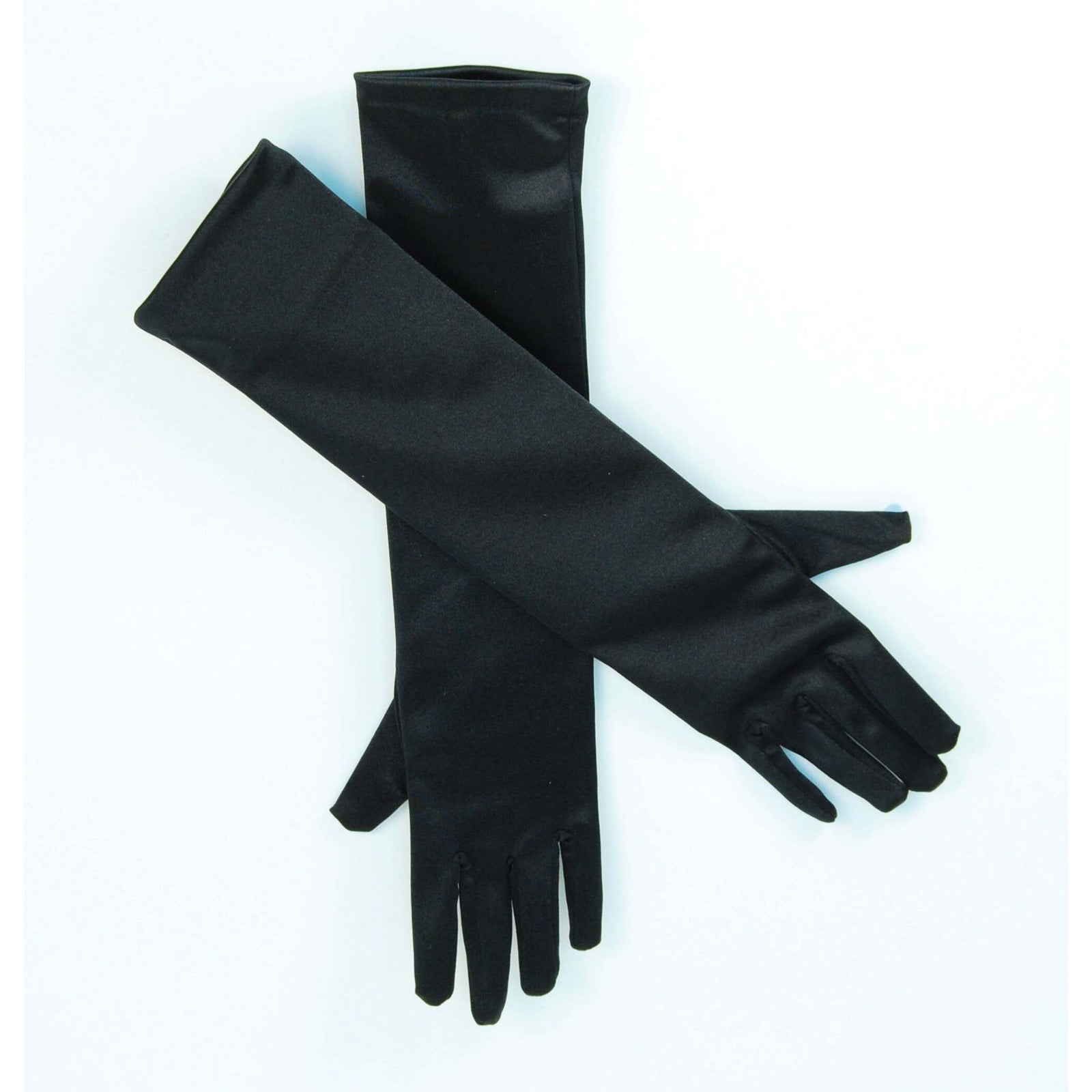 Long Sleeve Black Satin Gloves Costume Accessory 1
