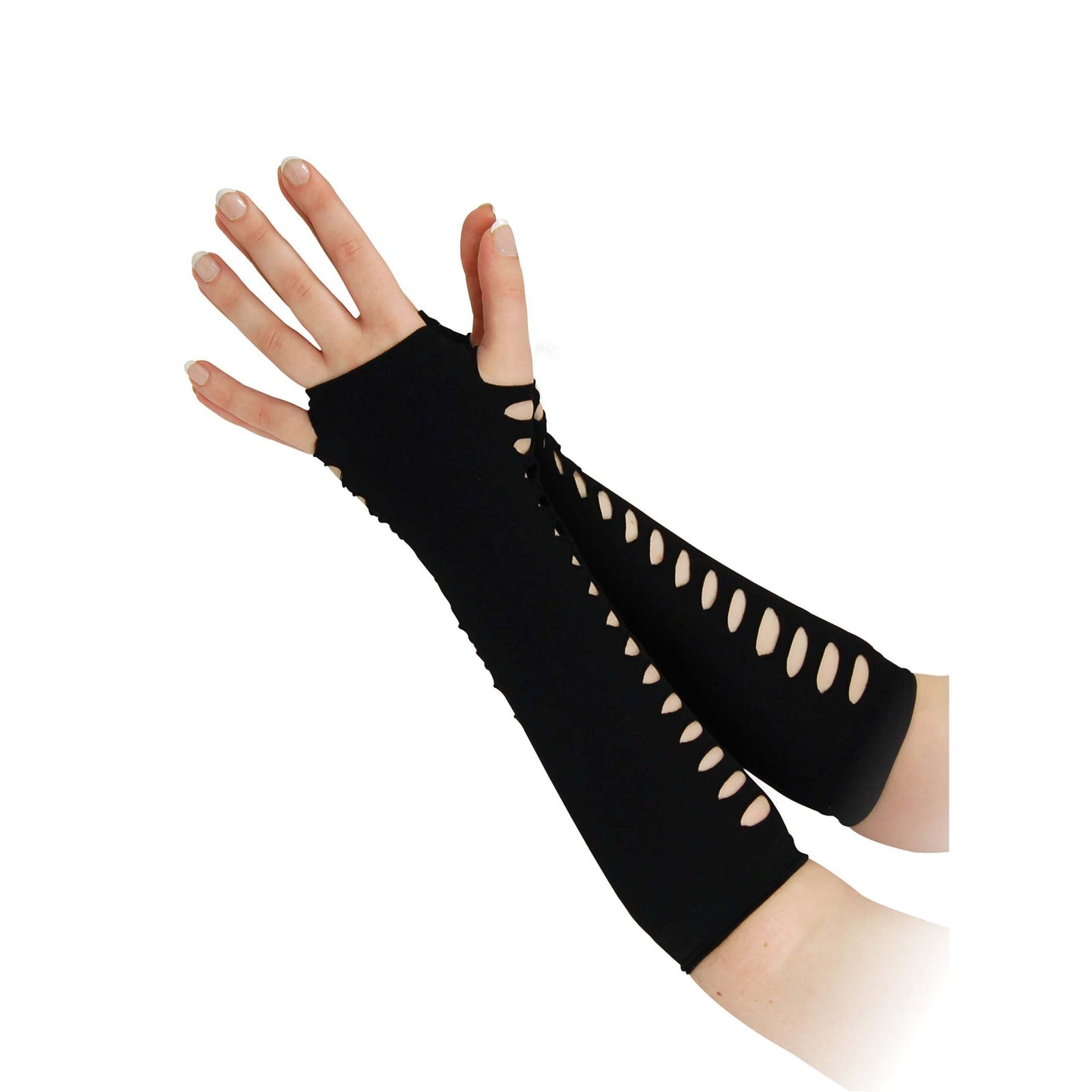 Gloves Ladder Style Black 10" Costume Accessories Unisex 1