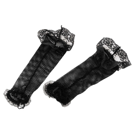 Womens Fishnet Gloves Black&lace Costume Accessories Female Halloween 1