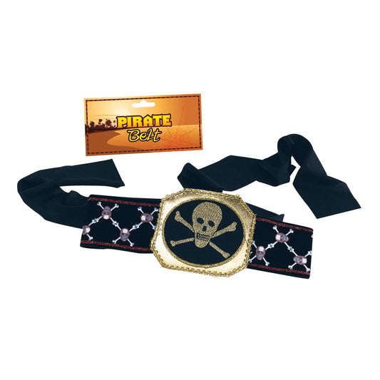 Skull and Crossbones Pirate Belt Black Costume Accessory 1