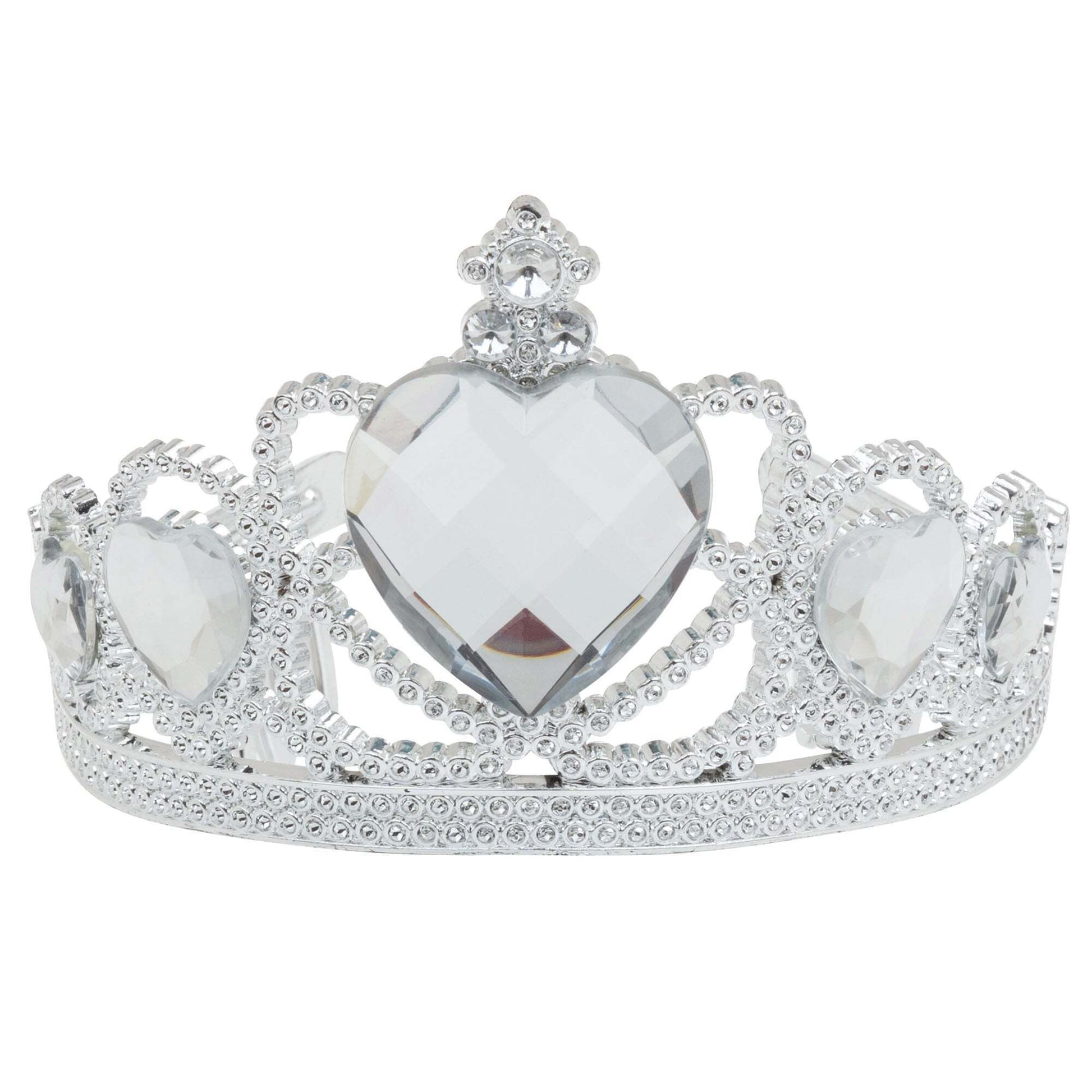 Silver Tiara Plastic Clear Stone Princess Costume Accessory 1
